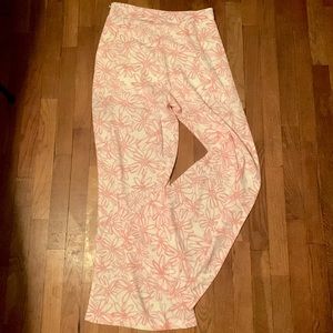 Pink Lily Wide Leg Pants in White with Pink Floral Print